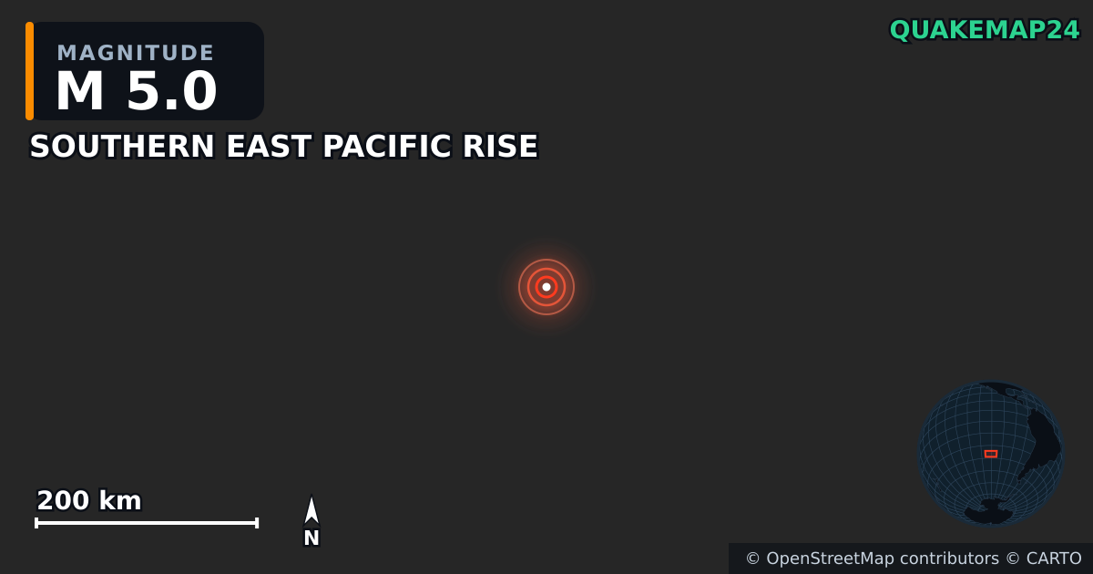 M5.0 Earthquake near SOUTHERN EAST PACIFIC RISE · 2025-06-14 — Map showing the location of the epicenter