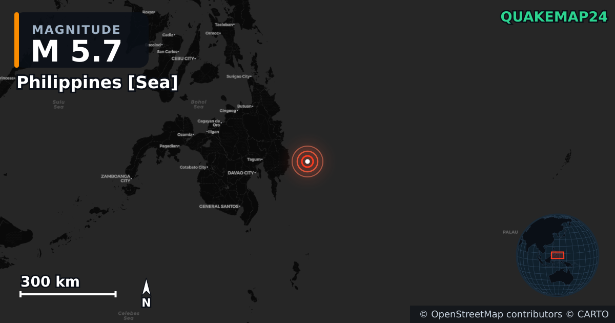 Erdbeben M5,7 bei Philippines [Sea] — Karte der Lage des Epizentrums