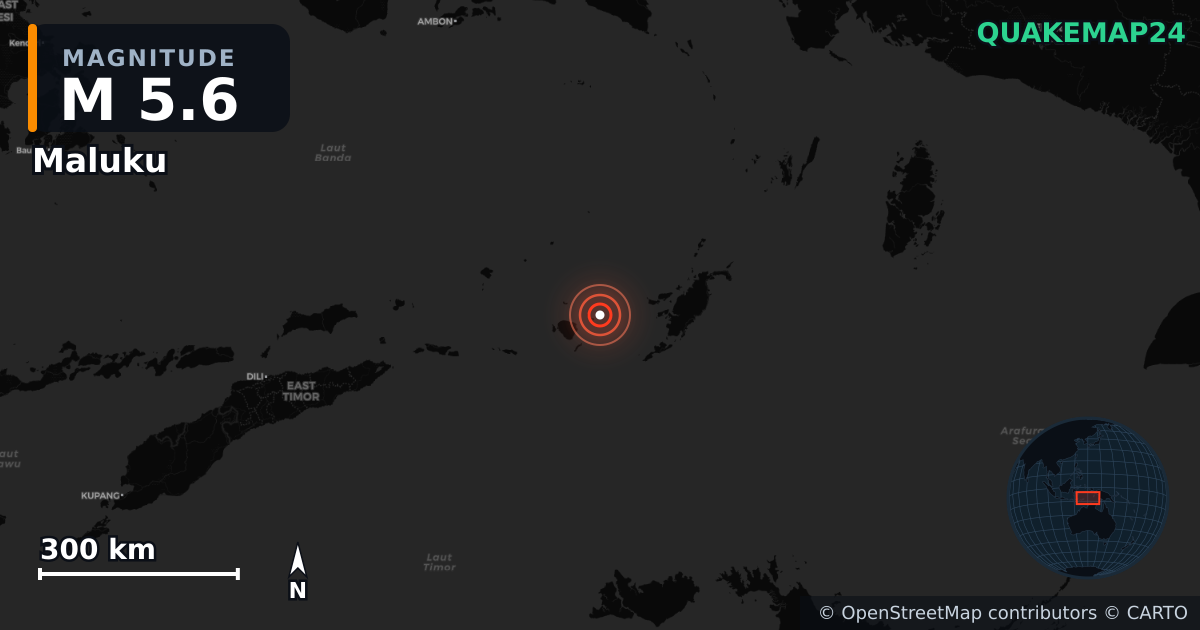 Erdbeben M5,6 bei Maluku (Indonesien) — Karte der Lage des Epizentrums