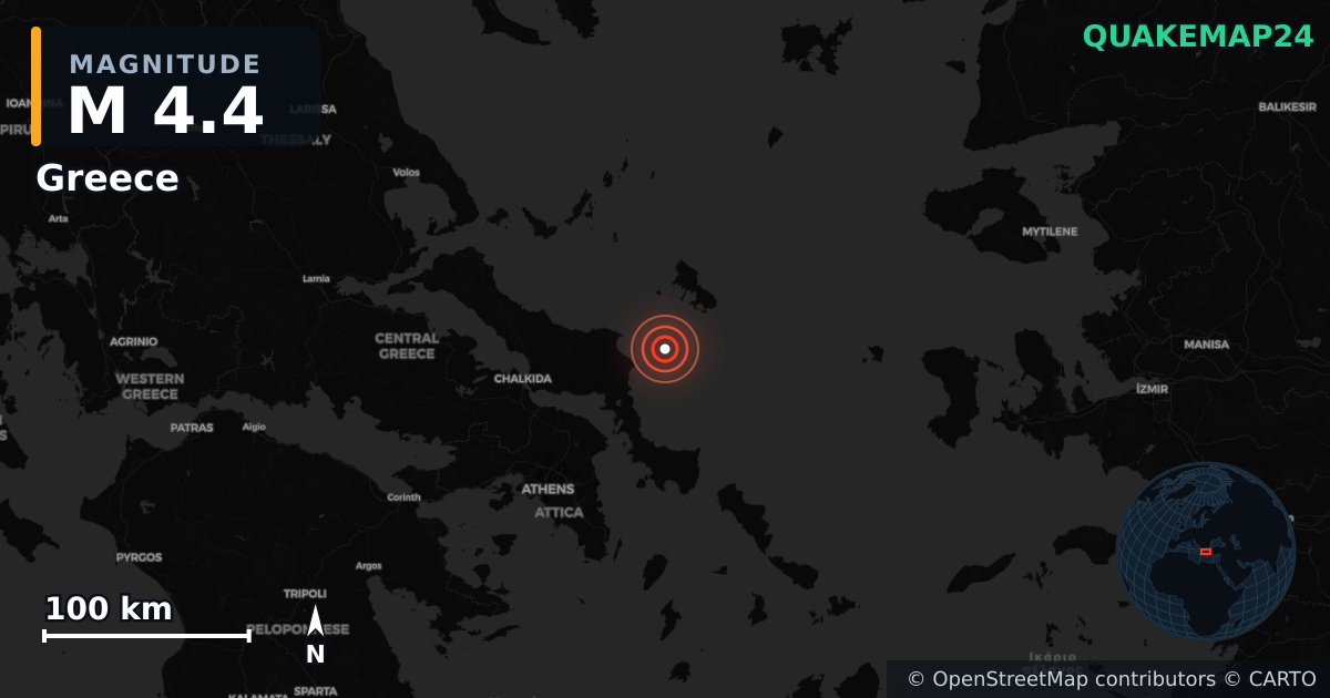 Erdbeben M4,4 bei Greece (Griechenland) · 2026-09-18 — Karte der Lage des Epizentrums