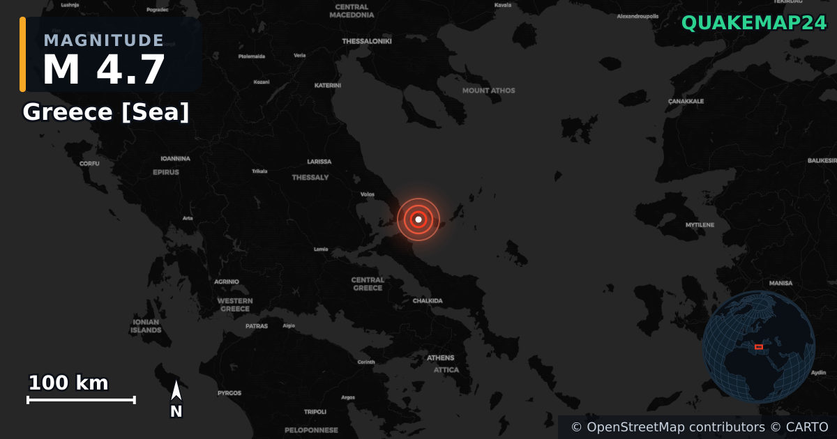 Erdbeben M4,7 bei Greece [Sea] · 2026-04-28 — Karte der Lage des Epizentrums