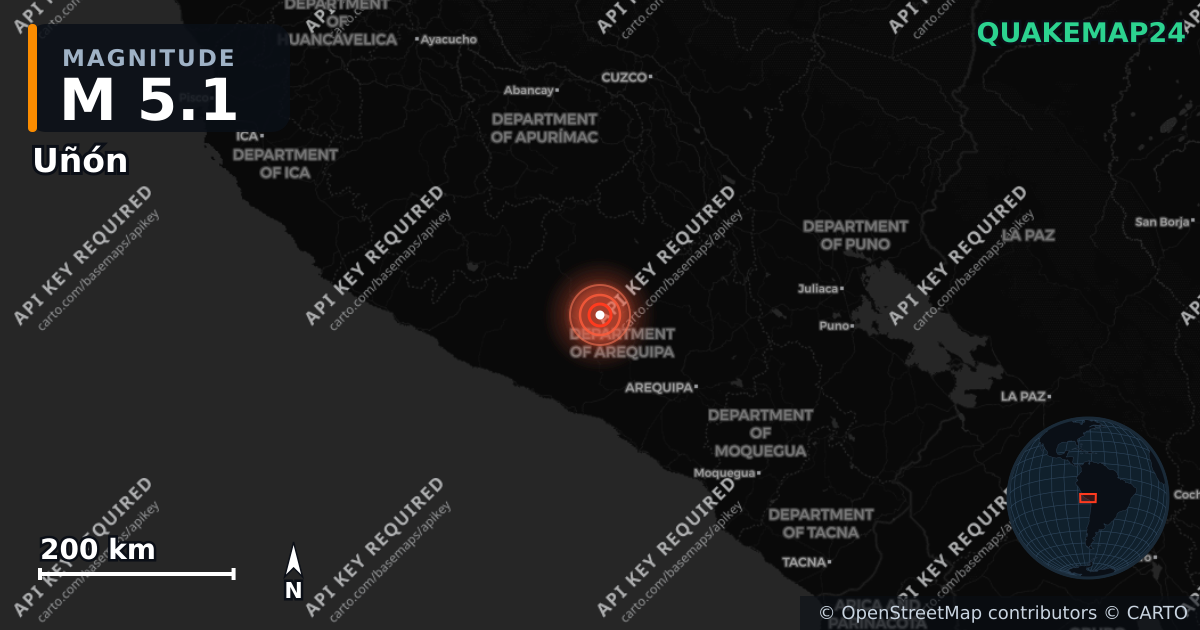 M5.1 earthquake near Uñón on Aug 18, 2025 — map of epicenter and shaking intensity | QuakeMap24