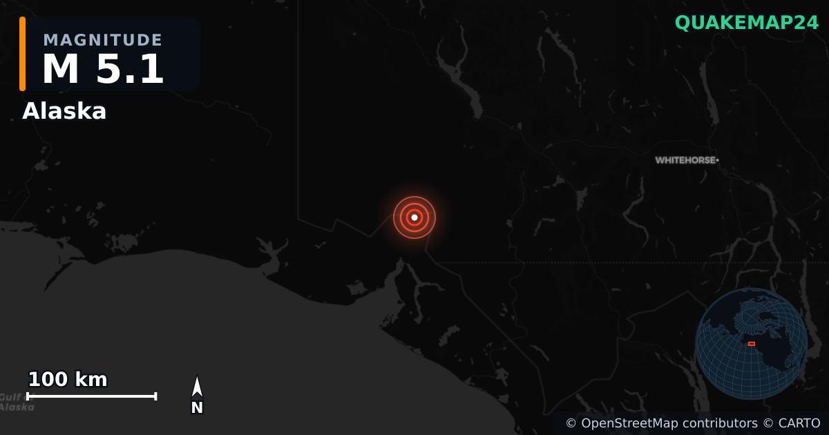 M5.1 earthquake near Alaska on Dec 6, 2025 — map of epicenter and shaking intensity | QuakeMap24