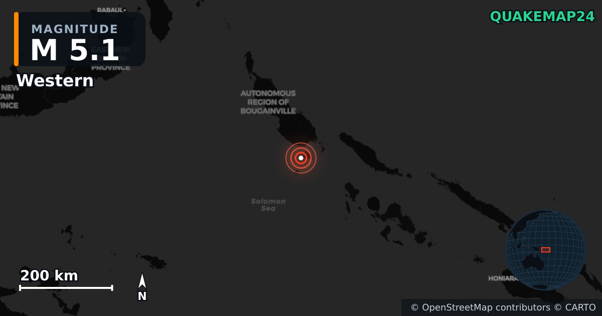 M5.1 earthquake near Western on Oct 19, 2025 — map of epicenter and shaking intensity | QuakeMap24