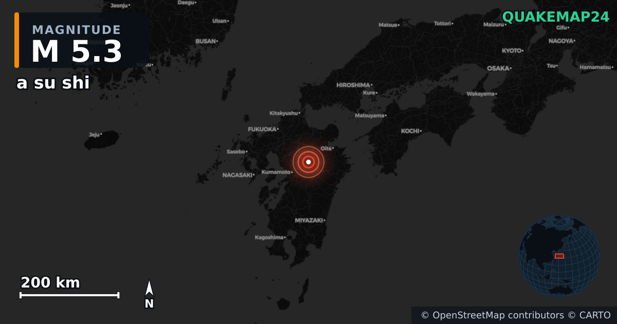 M5.3 earthquake near a su shi on Nov 25, 2025 — map of epicenter and shaking intensity | QuakeMap24