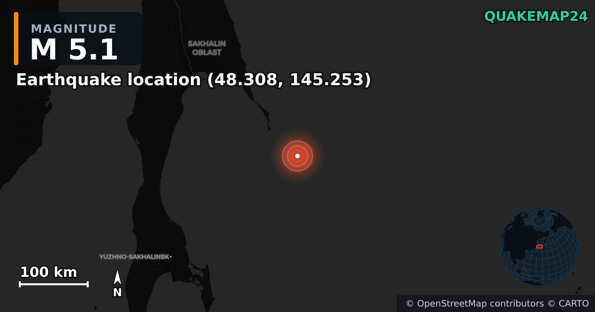 Terremoto de M5,1 · 2025-06-21 — Mapa de la ubicación del epicentro