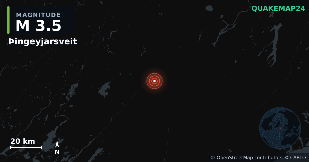Terremoto de M3,5 cerca de Þingeyjarsveit (Islandia) · 2026-10-19 — Mapa de la ubicación del epicentro