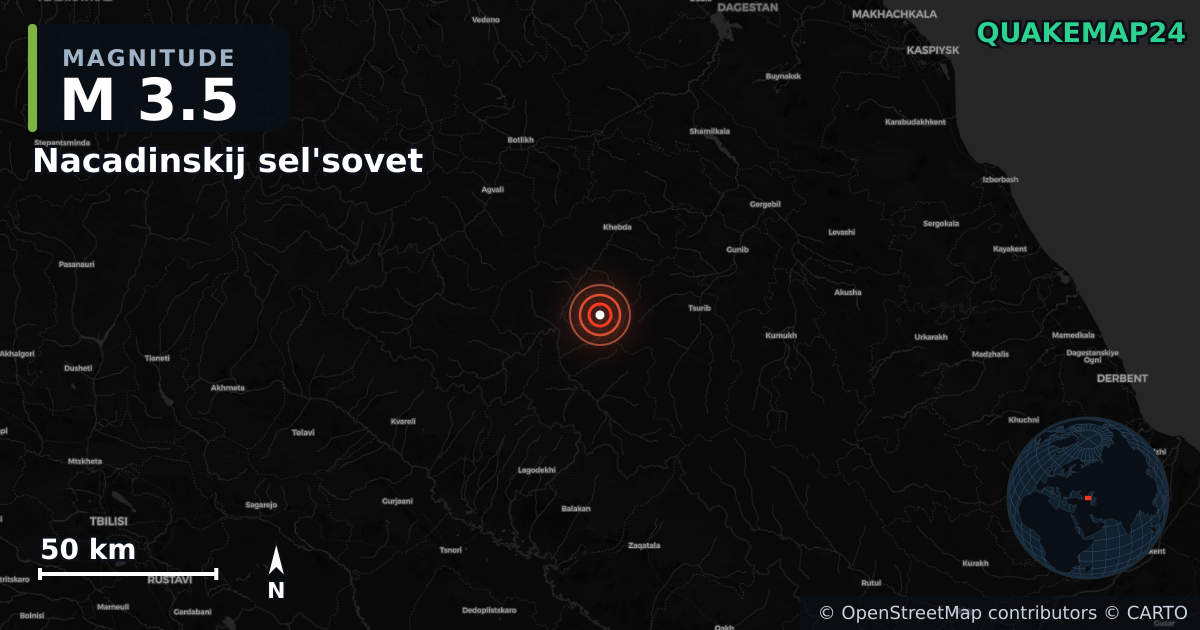 M3.5 earthquake near Nacadinskij sel'sovet on Feb 10, 2026 — map of epicenter and shaking intensity | QuakeMap24