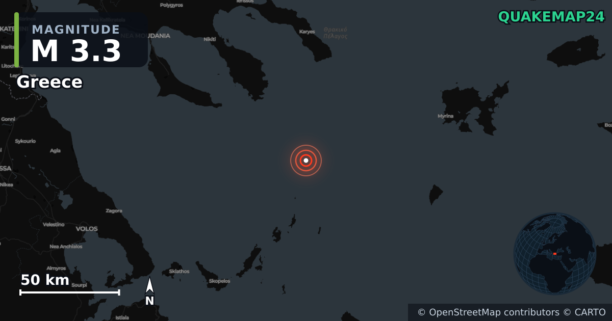 Erdbeben M3,3 bei Greece (Griechenland) · 2026-10-30 — Karte der Lage des Epizentrums