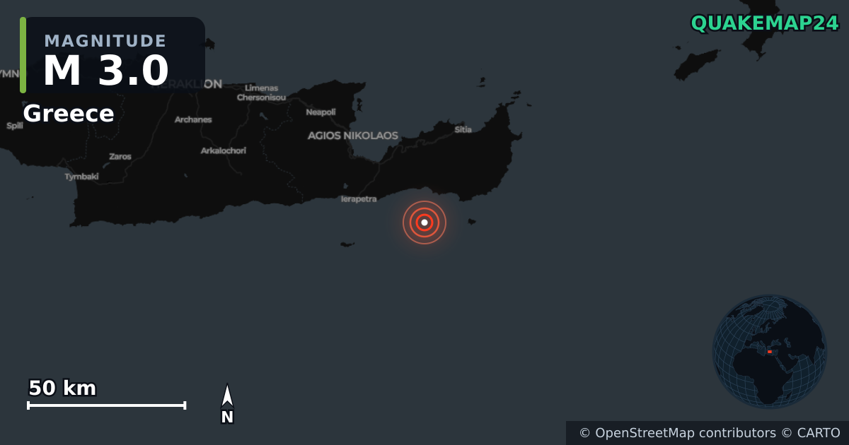 Erdbeben M3,0 bei Greece (Griechenland) · 2026-10-27 — Karte der Lage des Epizentrums