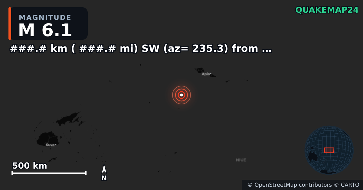 M6.1 earthquake near ###.# km ( ###.# mi) SW (az= 235.3) from San Miguel Is., CA on Apr 19, 2026 — map of epicenter and shaking intensity | QuakeMap24