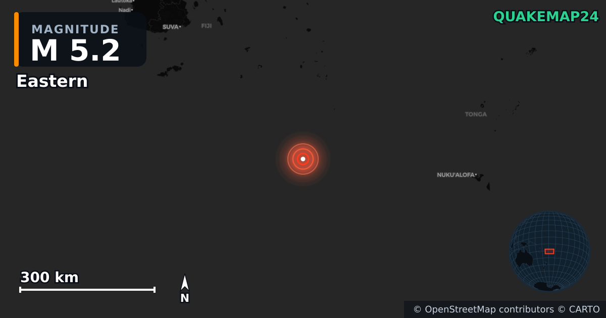 M5.2 earthquake near Eastern on Dec 2, 2025 — map of epicenter and shaking intensity | QuakeMap24