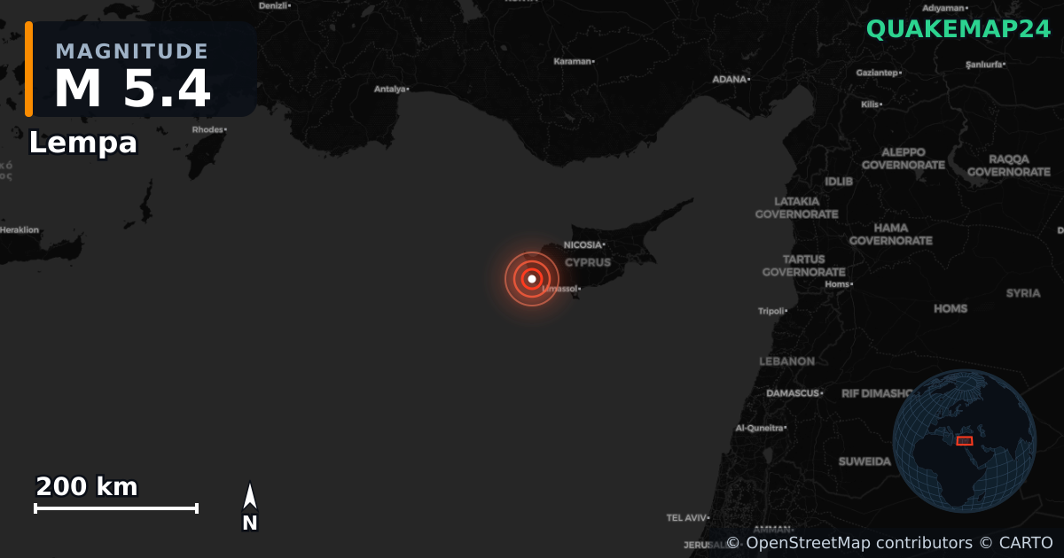 M5.4 earthquake near Lempa on Nov 12, 2025 — map of epicenter and shaking intensity | QuakeMap24
