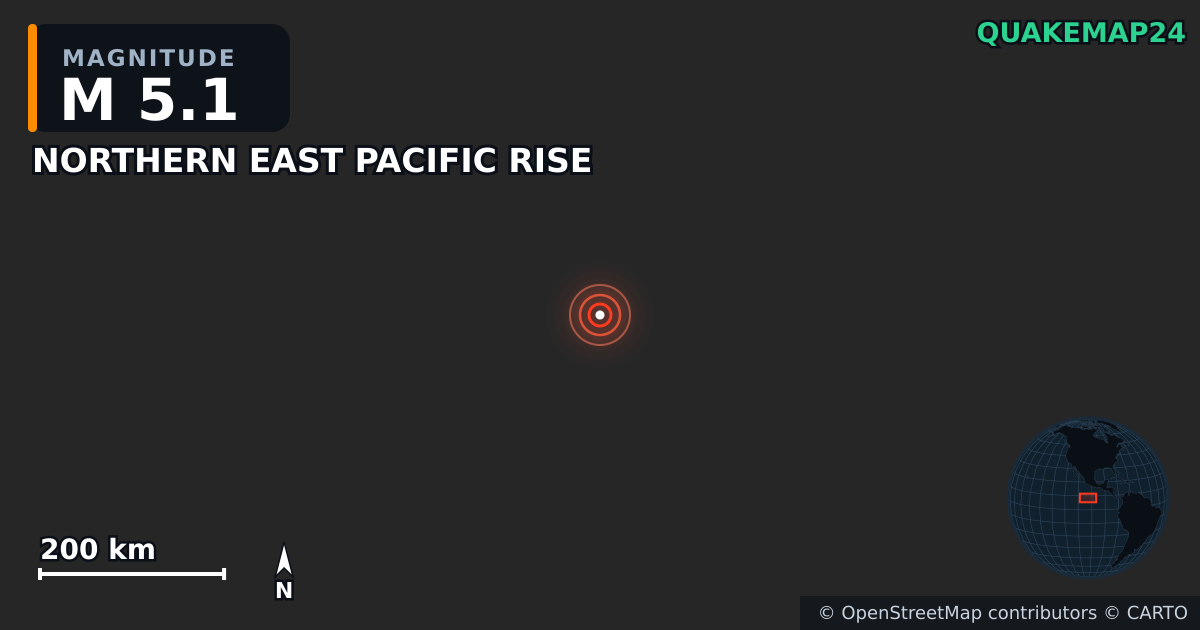 M5.1 Earthquake near NORTHERN EAST PACIFIC RISE · 2025-07-19 — Map showing the location of the epicenter