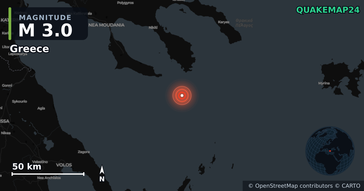 Erdbeben M3,0 bei Greece (Griechenland) · 2026-10-27 — Karte der Lage des Epizentrums