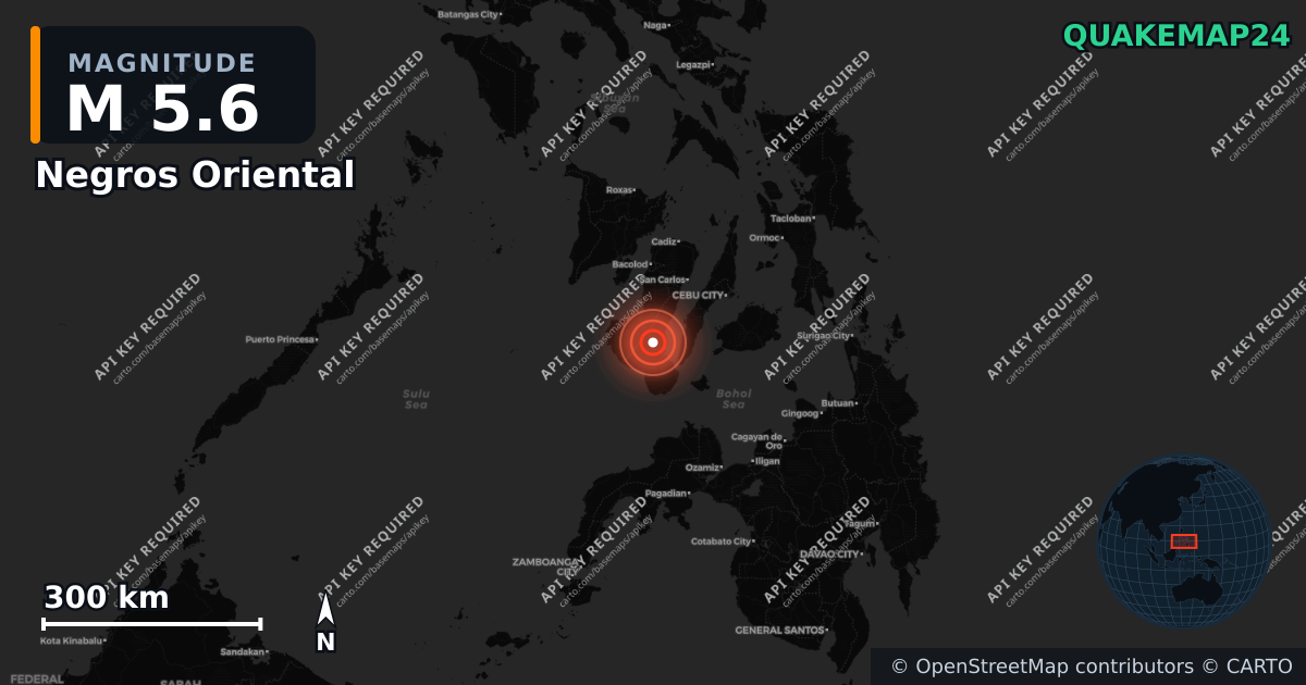 M5.6 earthquake near Negros Oriental on Nov 2, 2025 — map of epicenter and shaking intensity | QuakeMap24