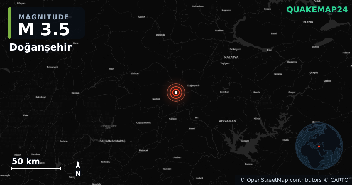 Erdbeben M3,5 bei CENTRAL TURKEY (Türkei) · 2026-01-04 — Karte der Lage des Epizentrums