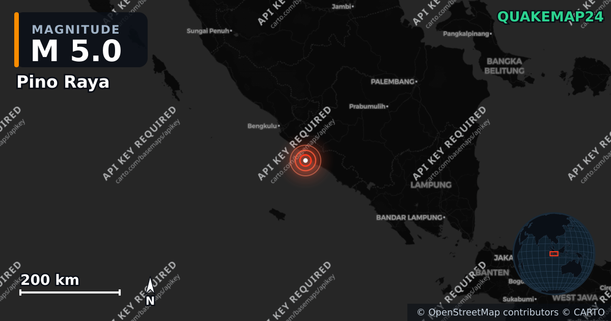 M5.0 earthquake near Pino Raya on Sep 5, 2026 — map of epicenter and shaking intensity | QuakeMap24