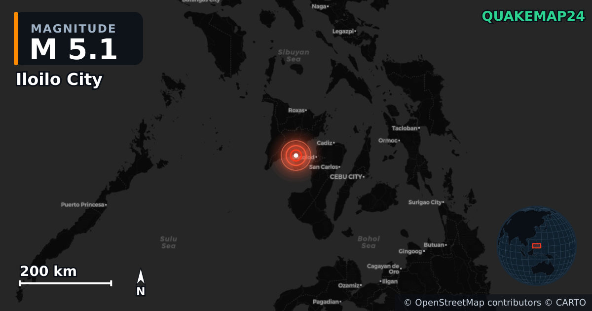 M5.1 earthquake near Iloilo City on Mar 2, 2026 — map of epicenter and shaking intensity | QuakeMap24
