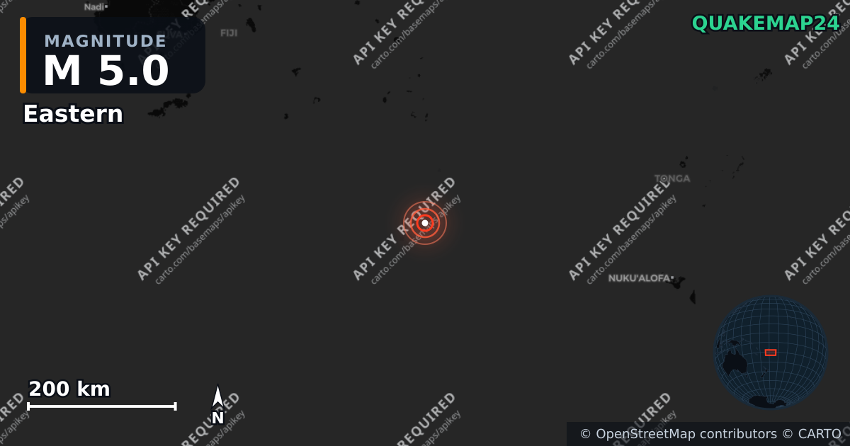 M5.0 earthquake near Eastern on Dec 29, 2025 — map of epicenter and shaking intensity | QuakeMap24