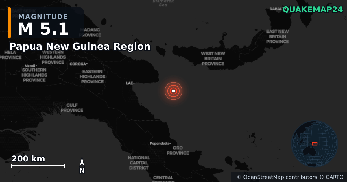 Σεισμός M5,1 κοντά στο Papua New Guinea Region · 2025-12-11 — Χάρτης της θέσης του επικέντρου