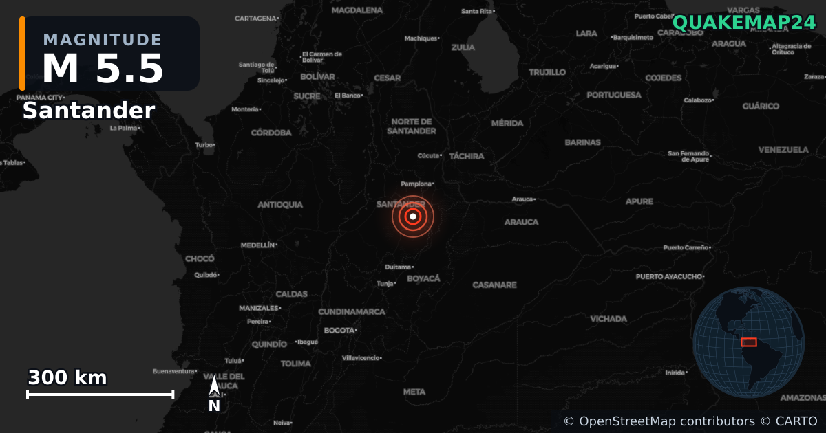 M5.5 earthquake near Santander on Dec 10, 2025 — map of epicenter and shaking intensity | QuakeMap24
