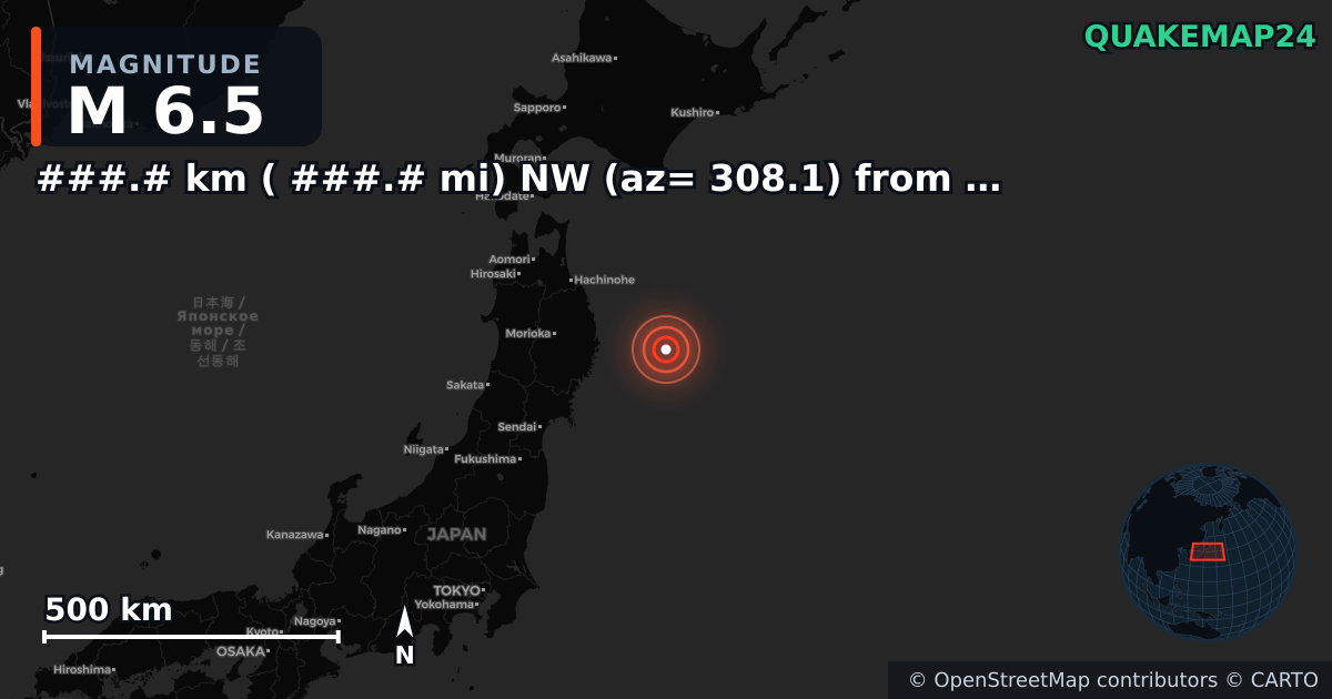 M6.5 earthquake near ###.# km ( ###.# mi) NW (az= 308.1) from Wendover, UT on Mar 26, 2026 — map of epicenter and shaking intensity | QuakeMap24