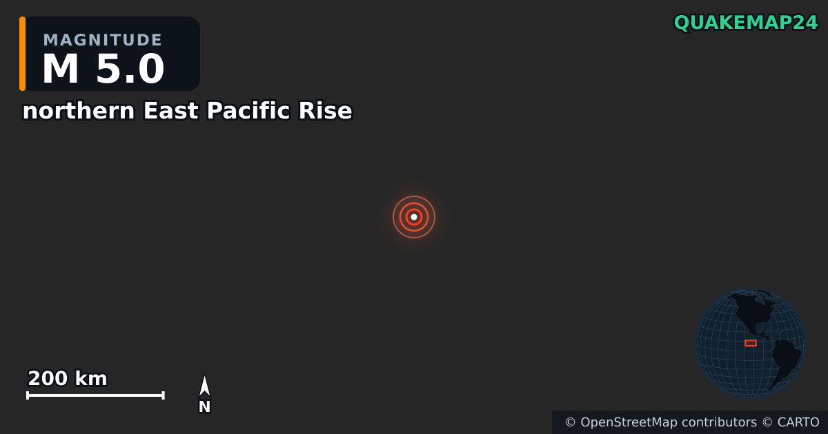 M5.0 Earthquake near northern East Pacific Rise · 2026-08-28 — Map showing the location of the epicenter