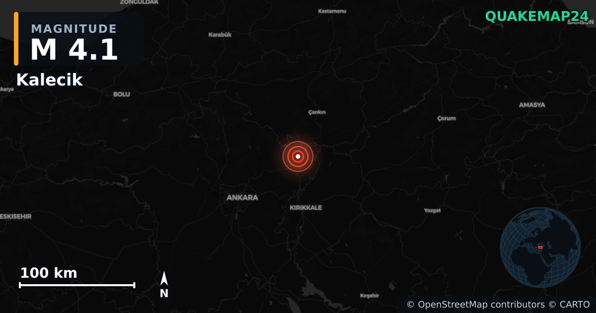 M4.1 earthquake near Kalecik on Sep 11, 2025 — map of epicenter and shaking intensity | QuakeMap24