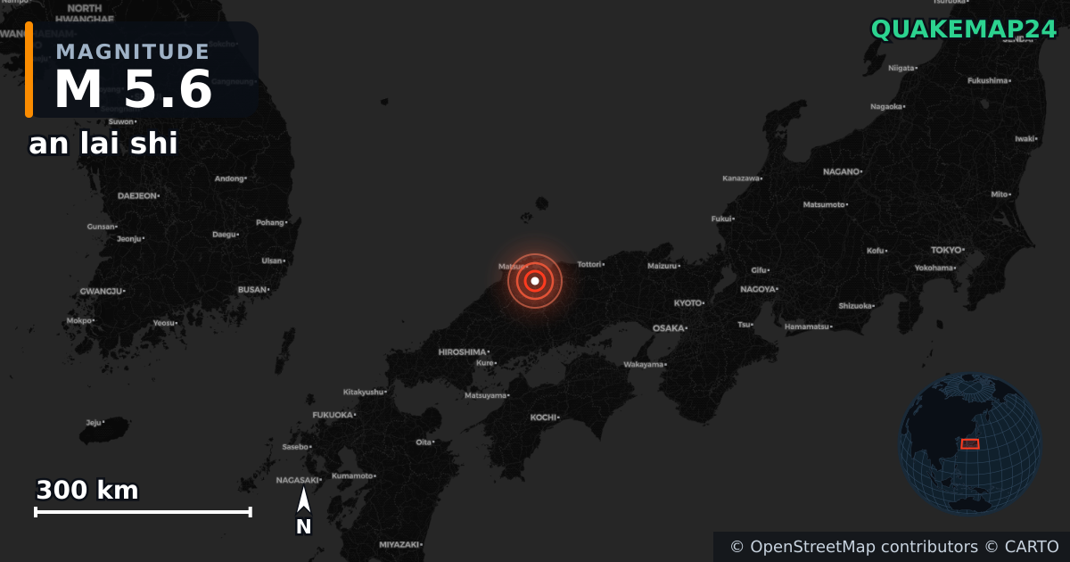 M5.6 earthquake near an lai shi on Jan 6, 2026 — map of epicenter and shaking intensity | QuakeMap24