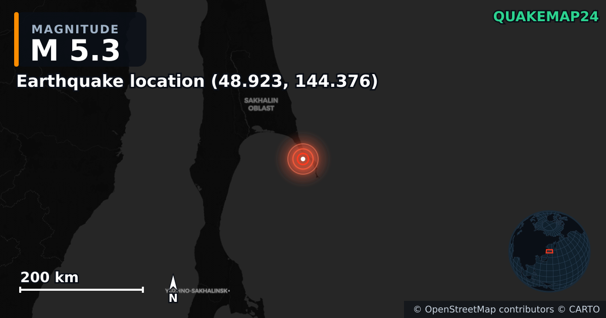 Terremoto de M5,3 · 2025-12-20 — Mapa de la ubicación del epicentro