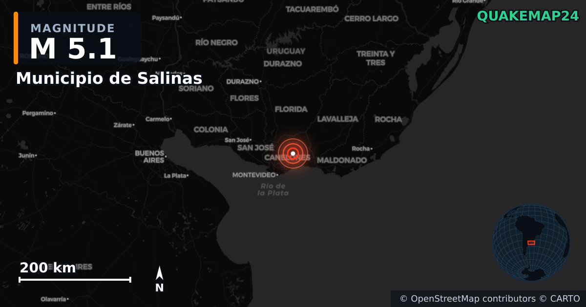 M5.1 earthquake near Municipio de Salinas on Jan 10, 2026 — map of epicenter and shaking intensity | QuakeMap24