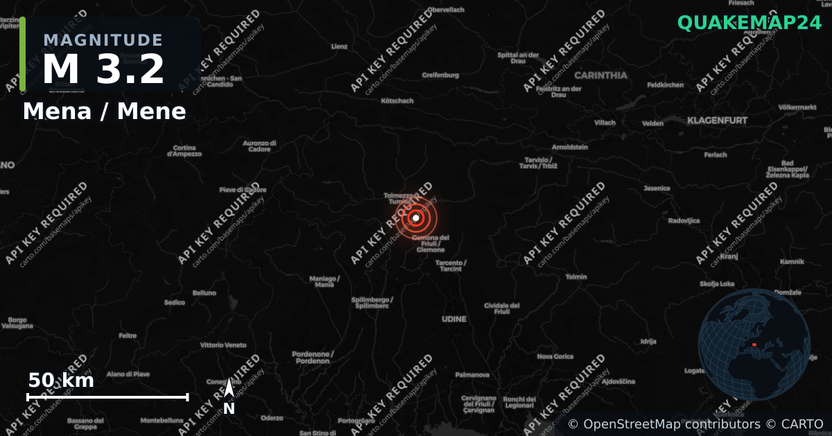 M3.2 earthquake near Mena / Mene on Aug 26, 2026 — map of epicenter and shaking intensity | QuakeMap24