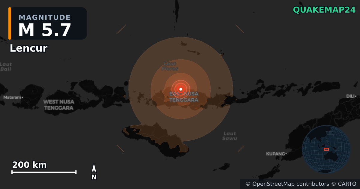 M5.9 earthquake near Nanga Baras on Aug 20, 2026 — map of epicenter and shaking intensity | QuakeMap24