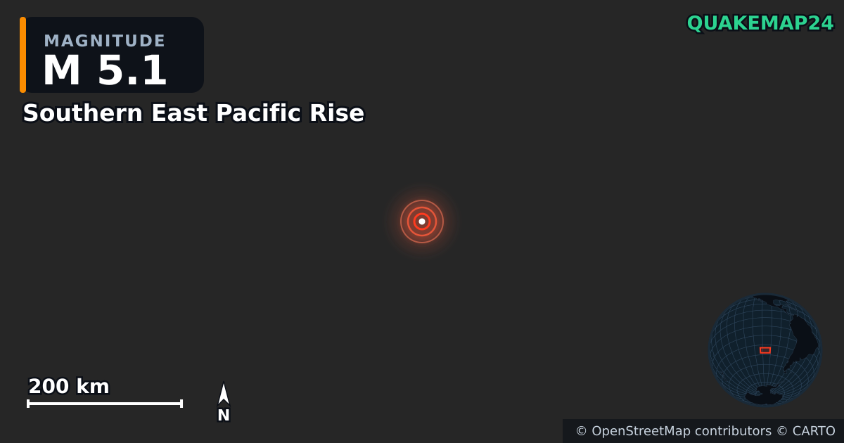M5.1 Earthquake near Southern East Pacific Rise · 2025-11-05 — Map showing the location of the epicenter