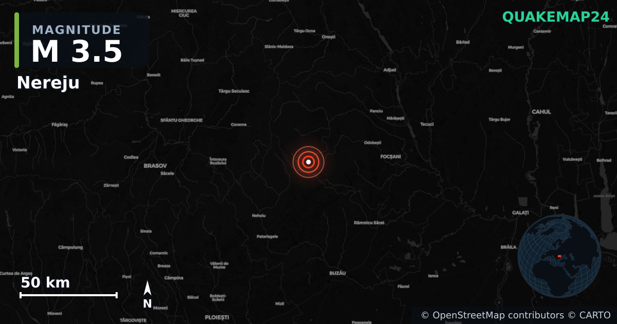M3.5 earthquake near Nereju on Feb 14, 2026 — map of epicenter and shaking intensity | QuakeMap24