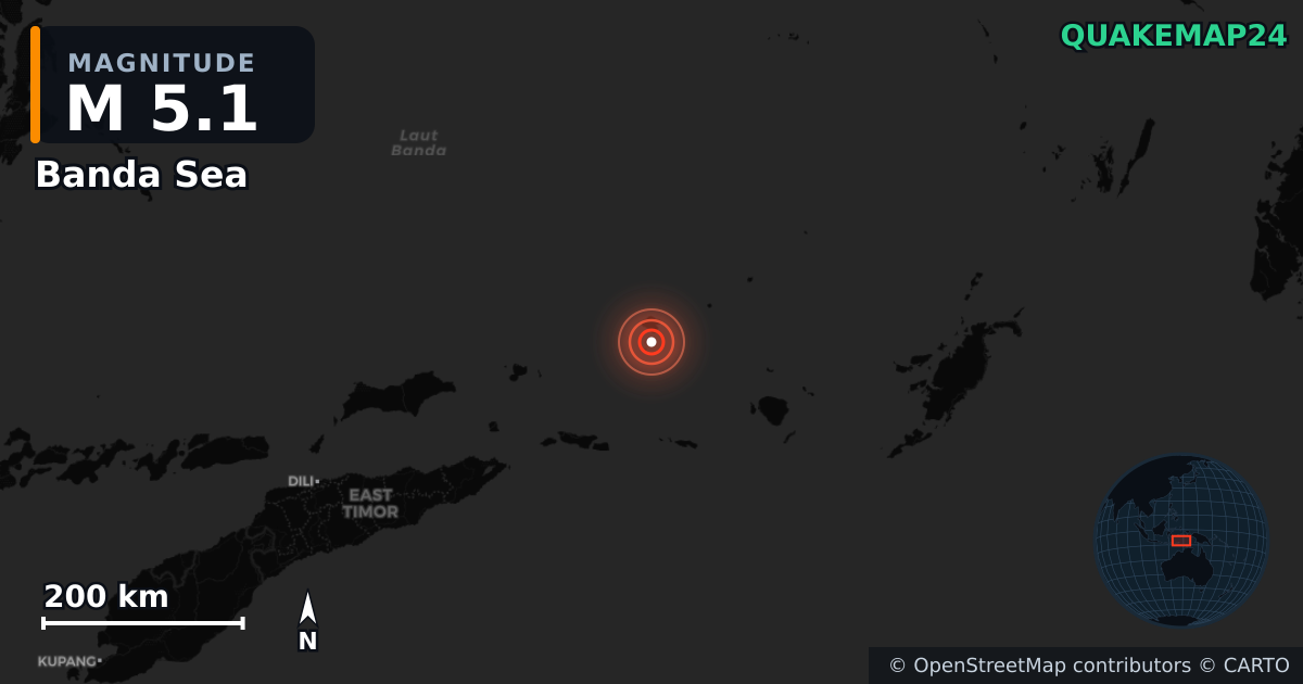 Erdbeben M5,1 bei Banda Sea — Karte der Lage des Epizentrums
