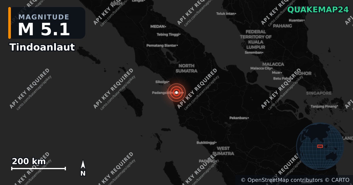 M5.1 earthquake near Tindoanlaut on Sep 4, 2026 — map of epicenter and shaking intensity | QuakeMap24