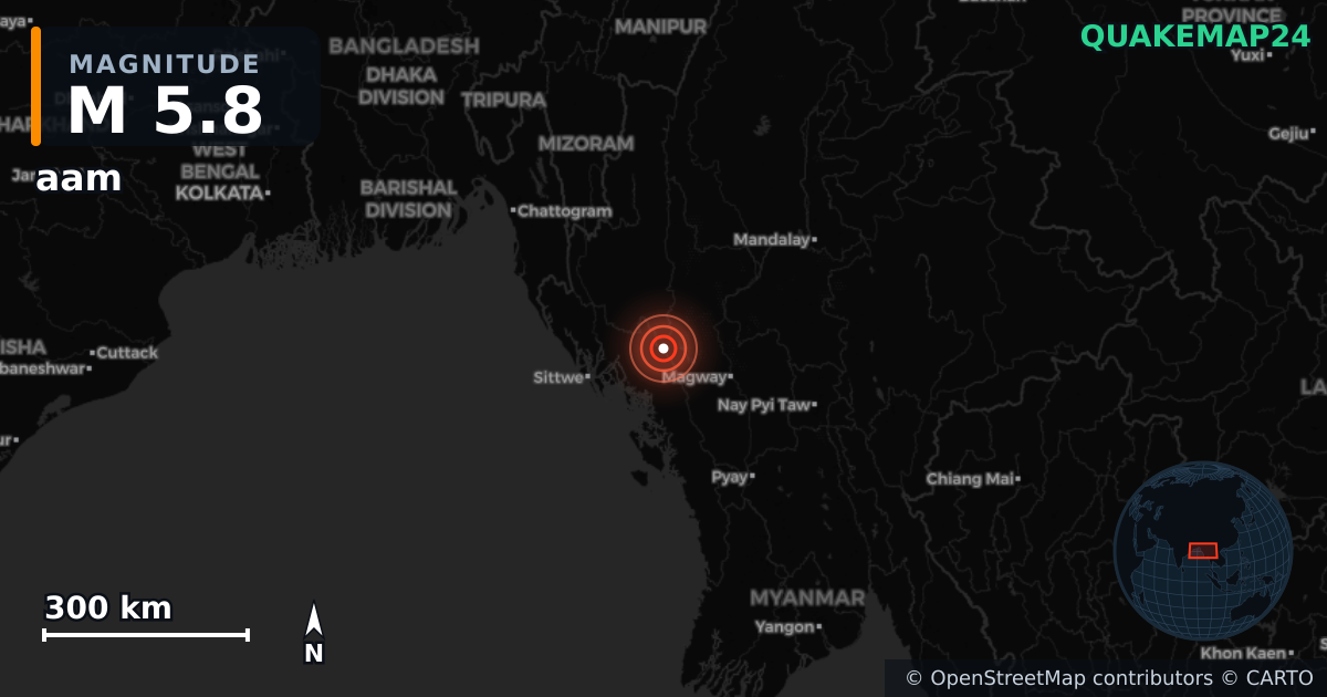 M5.8 earthquake near aam on Feb 3, 2026 — map of epicenter and shaking intensity | QuakeMap24