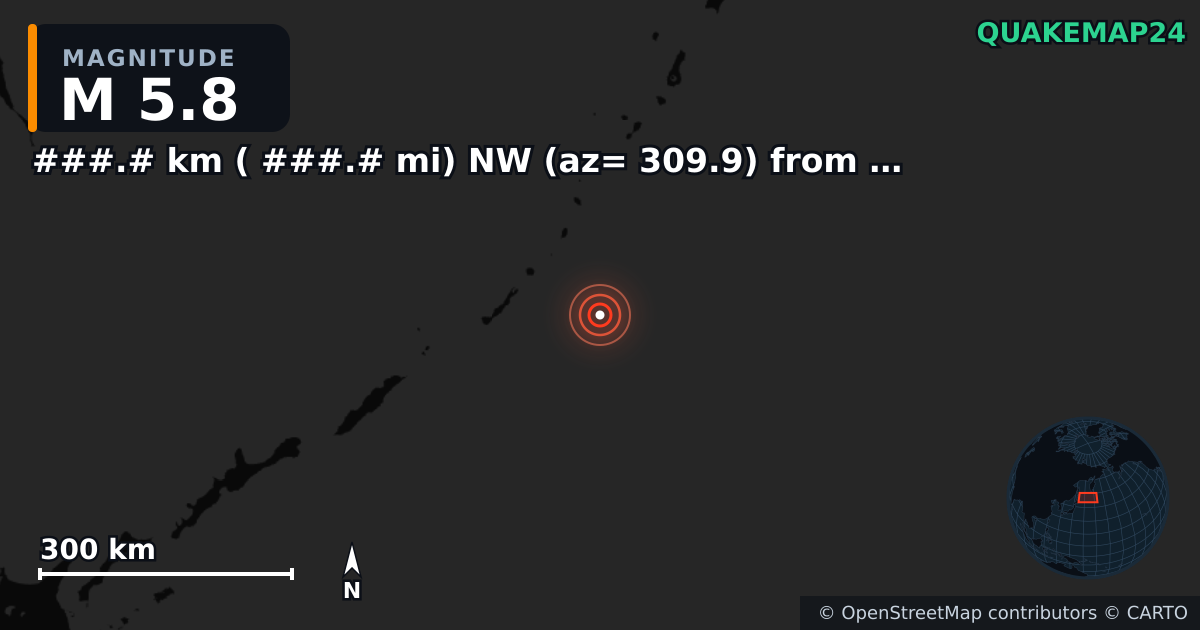 M5.8 earthquake near ###.# km ( ###.# mi) NW (az= 309.9) from Wendover, UT on Feb 22, 2026 — map of epicenter and shaking intensity | QuakeMap24