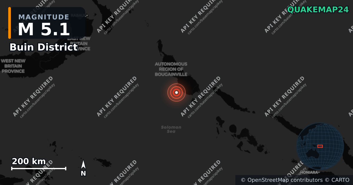 M5.1 earthquake near Buin District on Jun 24, 2026 — map of epicenter and shaking intensity | QuakeMap24