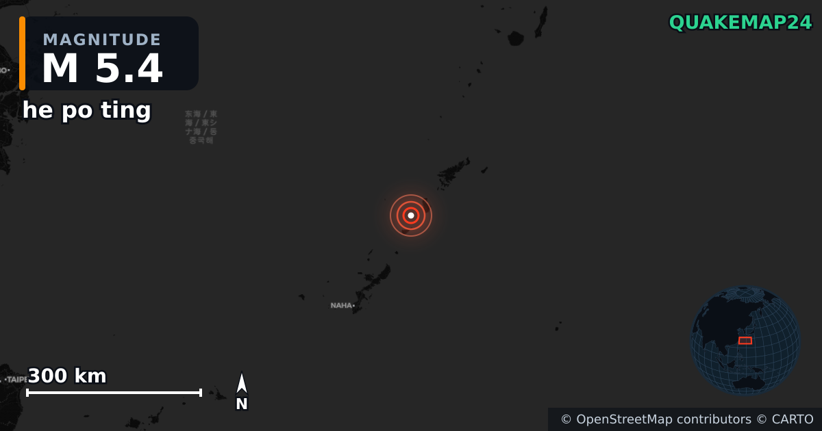 M5.4 earthquake near he po ting on Dec 30, 2025 — map of epicenter and shaking intensity | QuakeMap24
