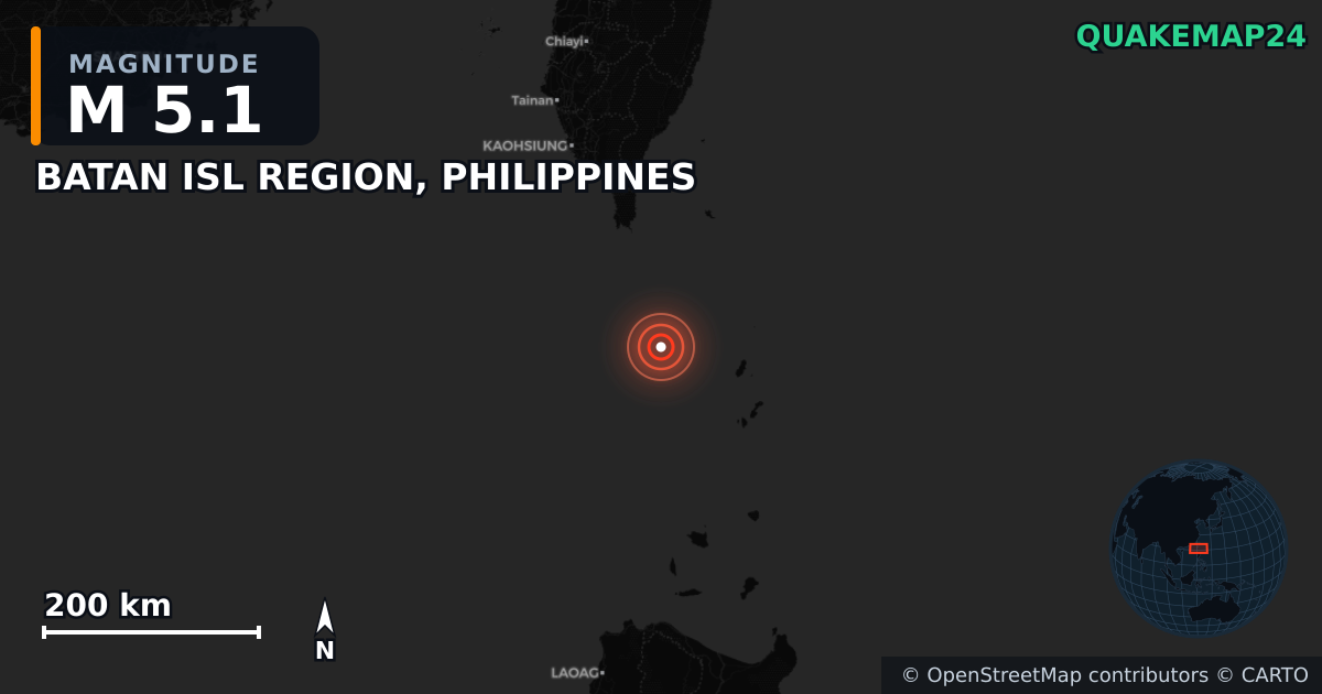 Erdbeben M5,1 bei BATAN ISL REGION, PHILIPPINES — Karte der Lage des Epizentrums