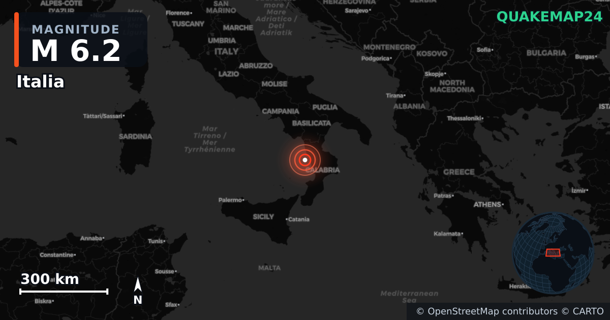 Italia (İtalya) yakınında M6,2 deprem — earthquake map