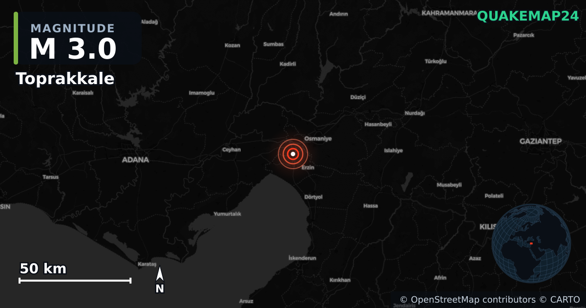 Sismo de M3,0 perto de CENTRAL TURKEY (Turquia) · 2025-12-20 — Mapa da localização do epicentro