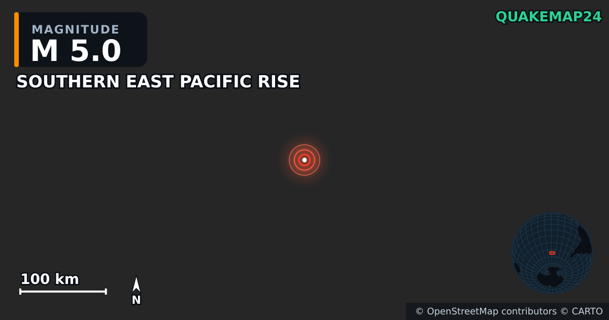 Erdbeben M5,0 bei SOUTHERN EAST PACIFIC RISE · 2026-05-20 — Karte der Lage des Epizentrums
