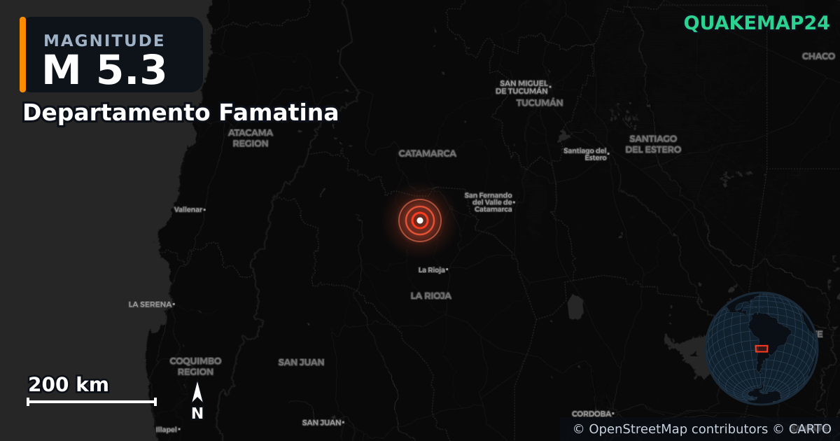 Σεισμός M5,3 κοντά στο Departamento Famatina, La Rioja (Αργεντινή) · 2026-09-23 — Χάρτης της θέσης του επικέντρου