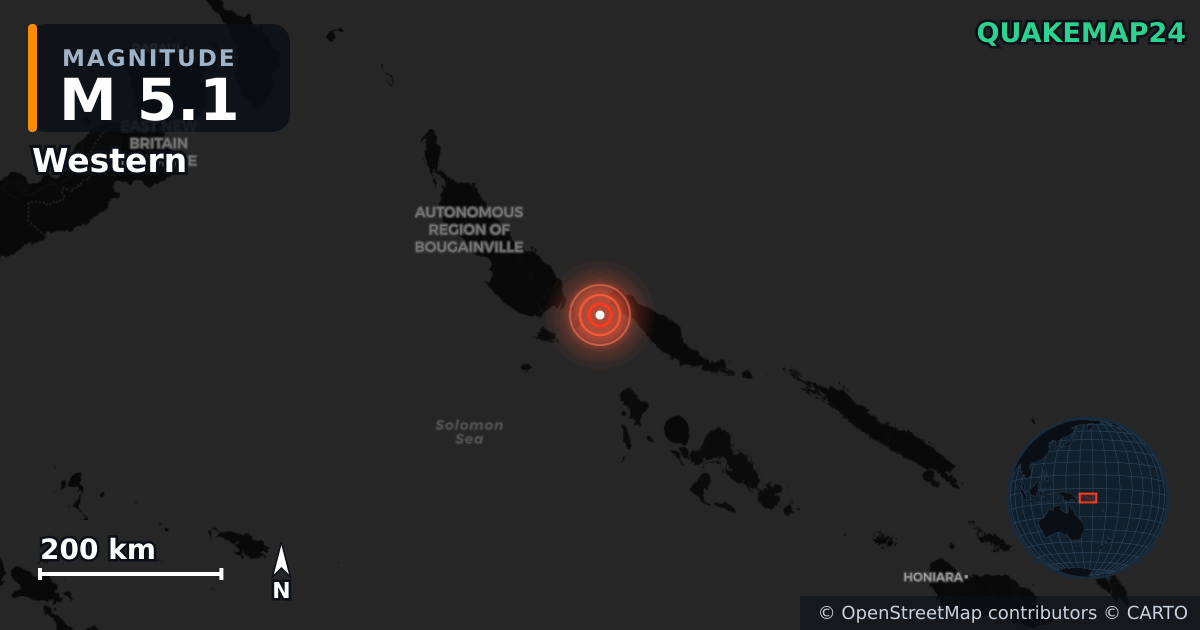 M5.1 earthquake near Western on Nov 29, 2025 — map of epicenter and shaking intensity | QuakeMap24