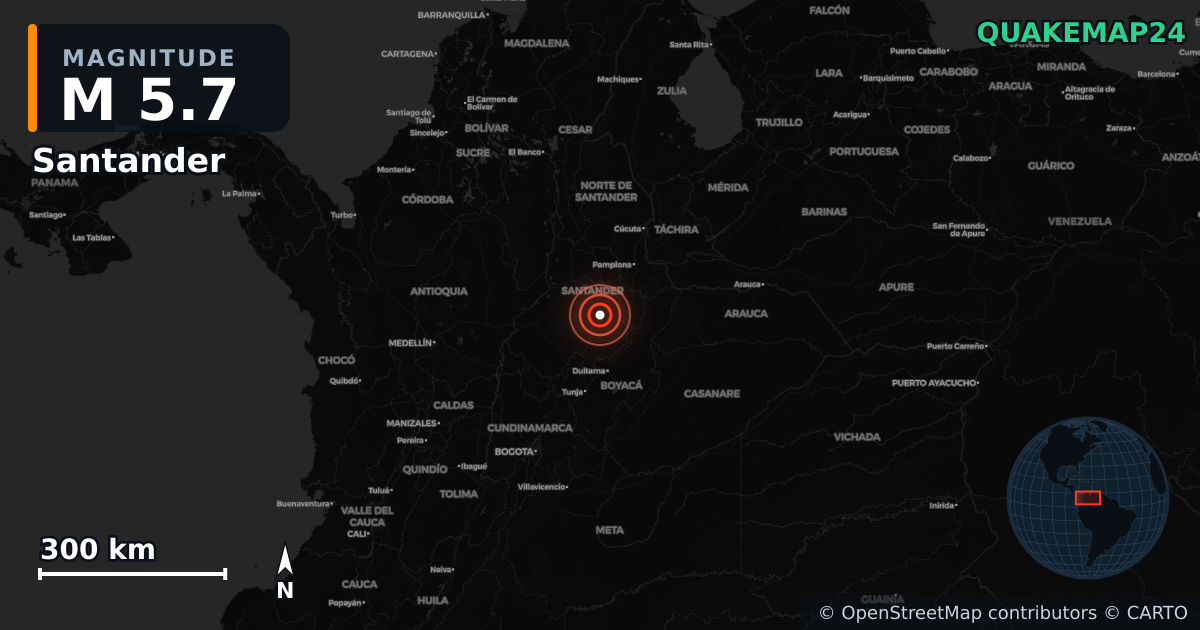 M5.7 earthquake near Santander on Dec 10, 2025 — map of epicenter and shaking intensity | QuakeMap24