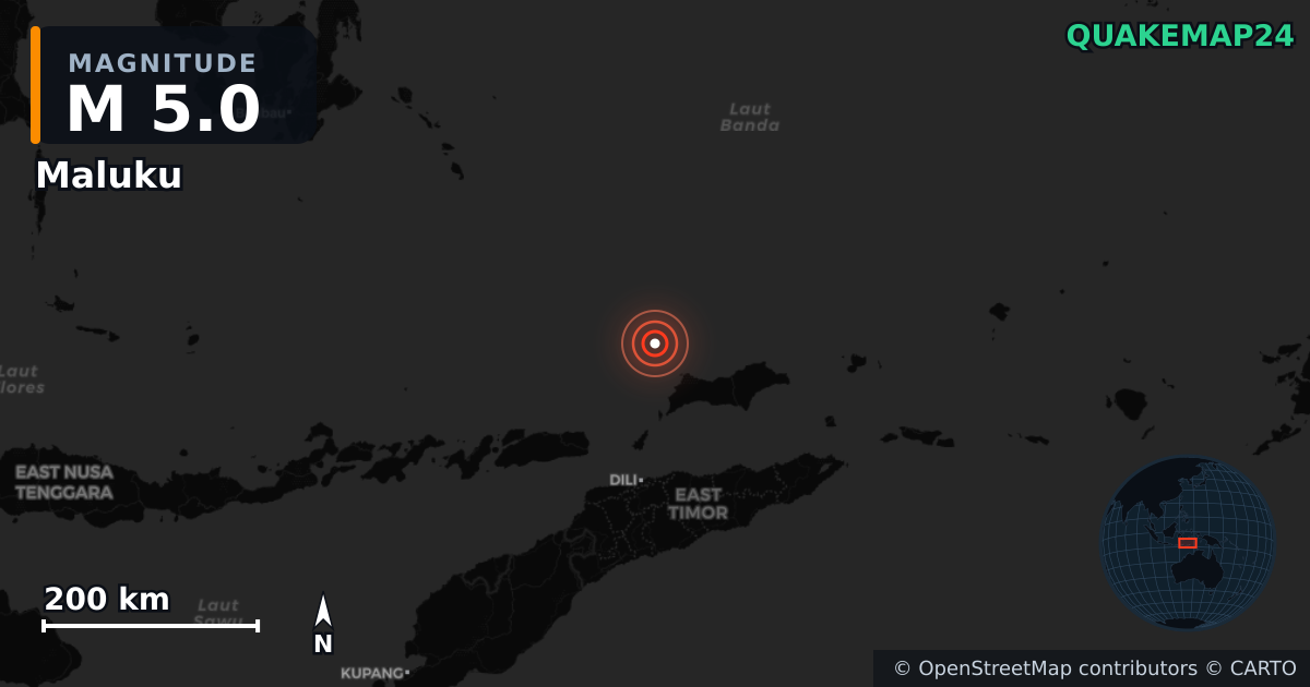 Erdbeben M5,0 bei Maluku (Indonesien) · 2026-09-25 — Karte der Lage des Epizentrums